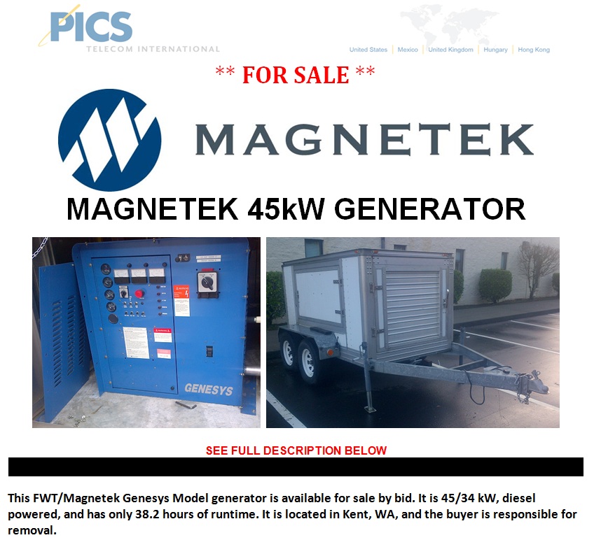 Magnetek Genesys 45kW Generator For Sale Top (1-4-13)