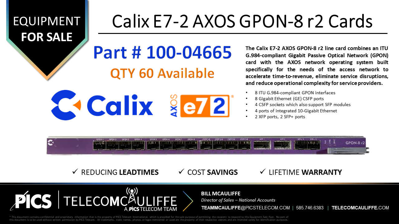 TELECOMCAULIFFE-PICS-Telecom-ForSale-Calix-E7-2 Axos_GPON-8_r2_Cards_100-04665