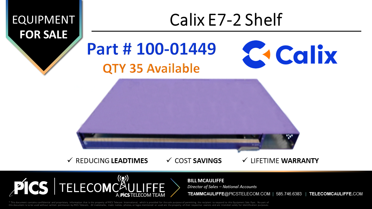 TELECOMCAULIFFE-PICS-Telecom-ForSale-Calix-E7-2 Shelf_100-01449